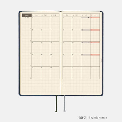 Hobonichi Techo Weeks 2027 Planner, Midnight Blue