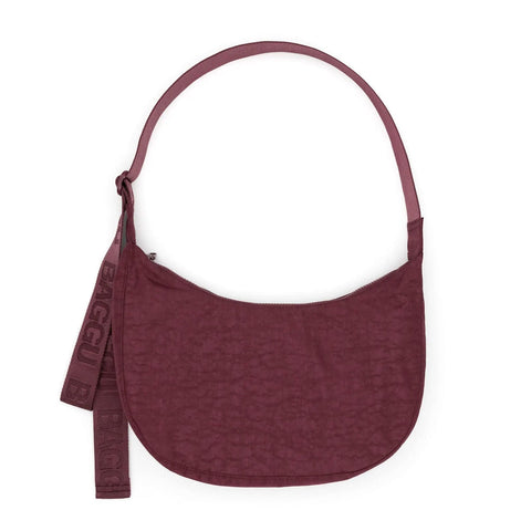 Medium Nylon Crescent Bag: Mahogany