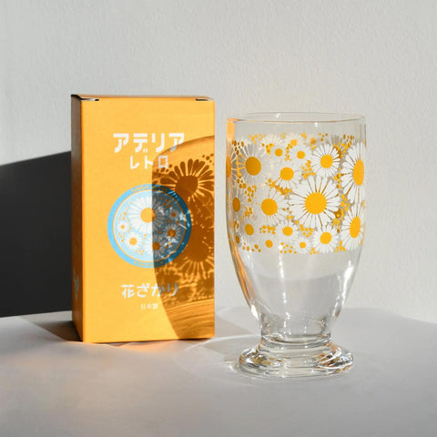 Retro Footed Glass Cup, Daisy