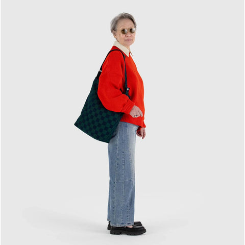 Zip Duck Bag: Navy Green Check