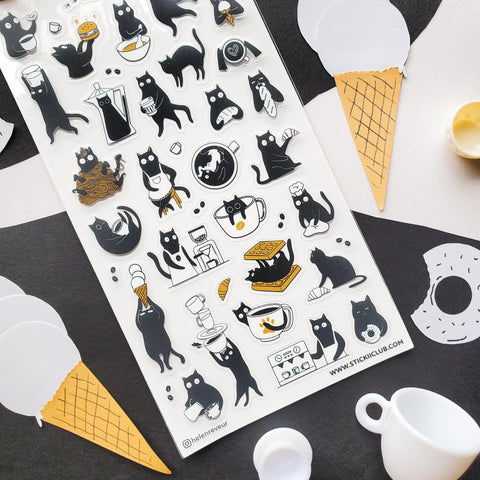 Black Cat Cafe Sticker Sheet