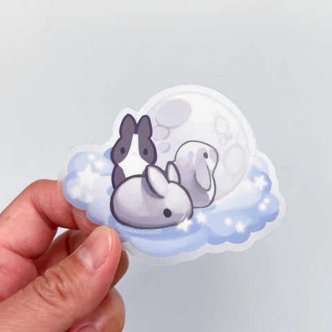 Silver Moon Bunnies Vinyl Sticker