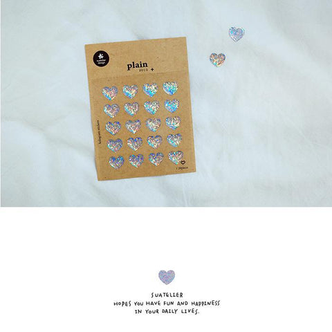 Plain.54 Holo Glitter Heart Stickers