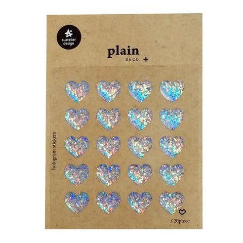 Plain.54 Holo Glitter Heart Stickers