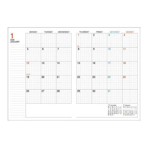 Campus 2026 Diary + Grid A5 Notebook, Red