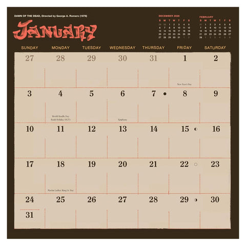 Classic Horror Movies 2027 Wall Calendar