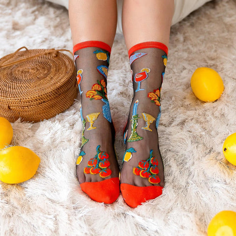 La Dolce Vita Black Sheer Socks