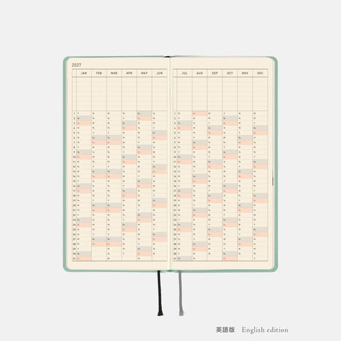 Hobonichi Techo Weeks 2027 Planner, Frosty Jade