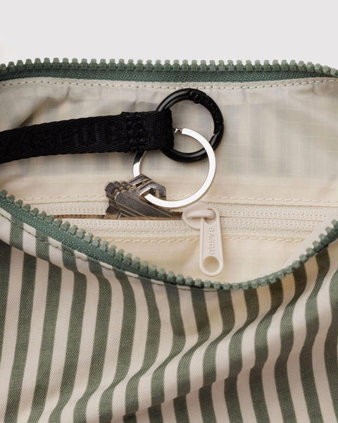 Small Nylon Crescent Bag: Sage Stripe