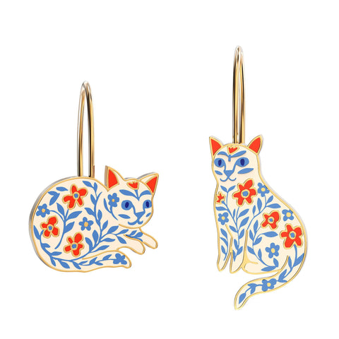 Floral Cats Earrings