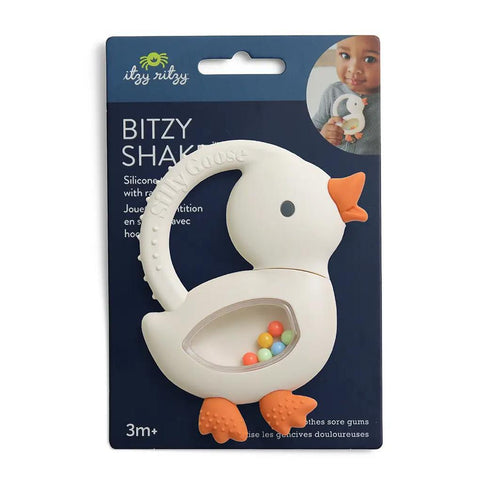 Bitzy Goose Teething + Rattle Toy