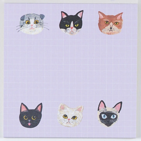 Sodeyama Kahoko Cats Memo Pad, Beige