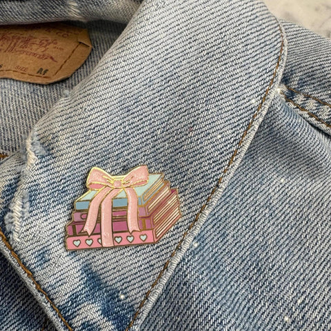 Tied with a Bow Book Stack Enamel Pin