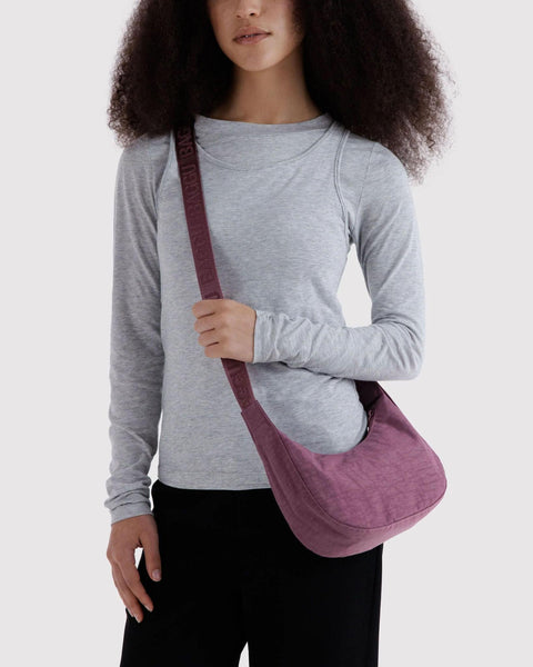 Small Nylon Crescent Bag: Wild Plum