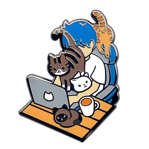 Work from Home with Cats Enamel Pin