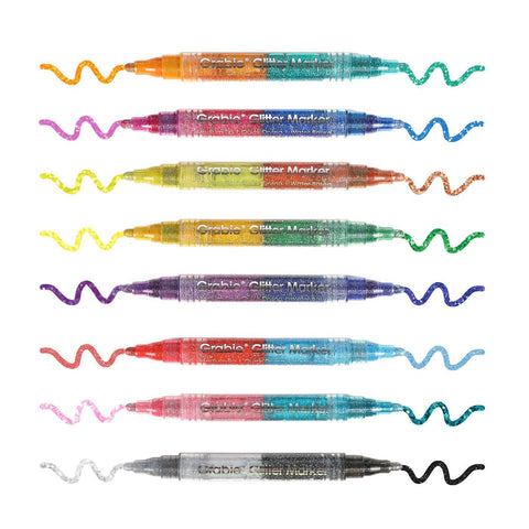 Dual Tip Iridescent Glitter Acrylic Paint Markers, Set of 8
