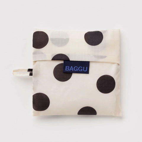 Standard Reusable Tote: Cream + Black Polka Dot
