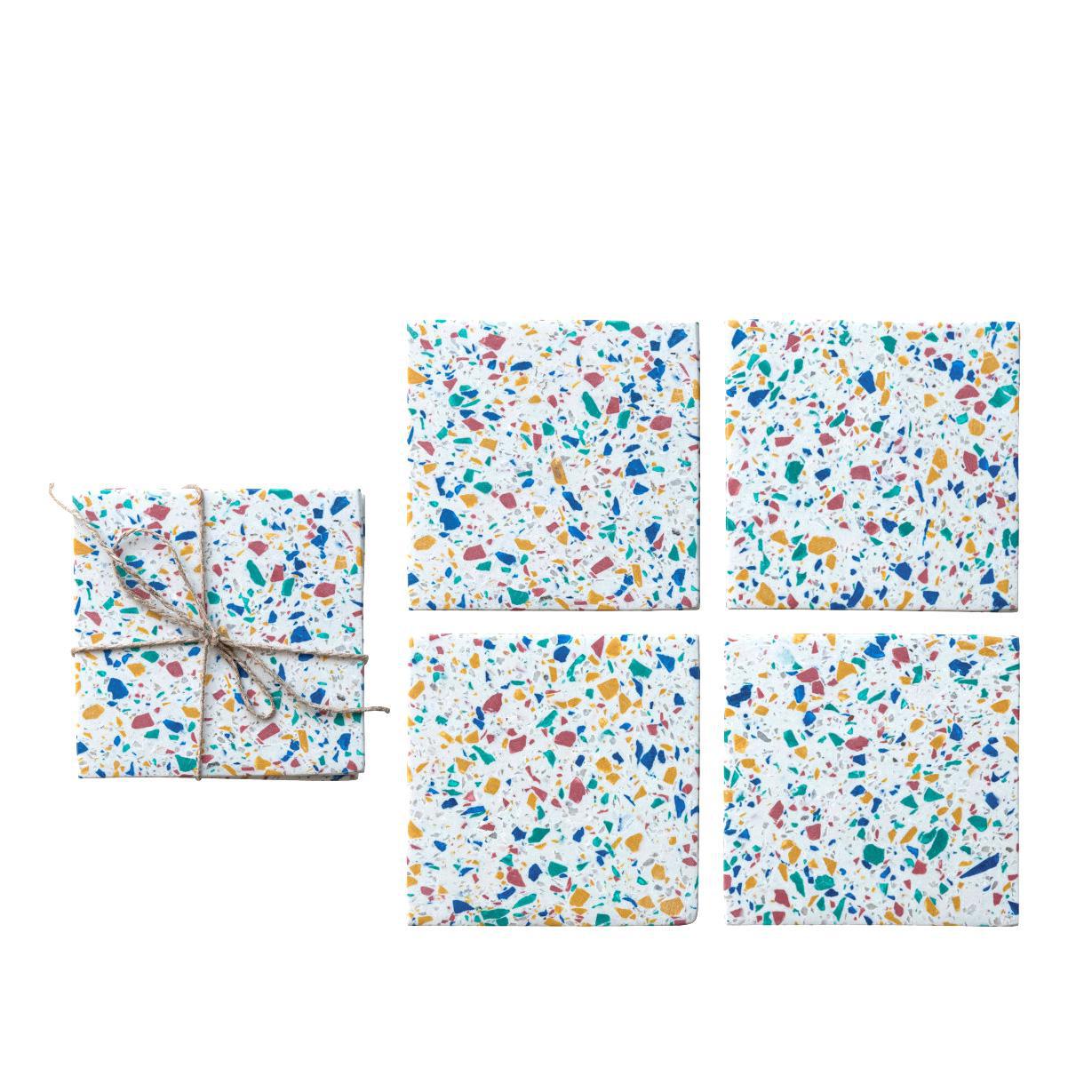 Bloomingville Resin + Terrazzo Coaster - Thumbnail 4