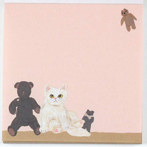Sodeyama Kahoko Cats Memo Pad, Beige