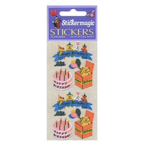 Birthday Cake Retro Fuzzy Stickers