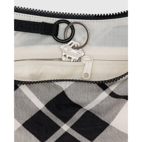 Medium Nylon Crescent Bag: Mixed Plaid