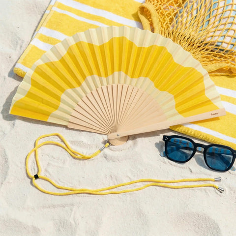 Yellow Wave Hand Fan