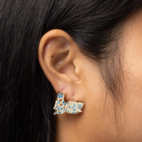 Floral Cats Earrings