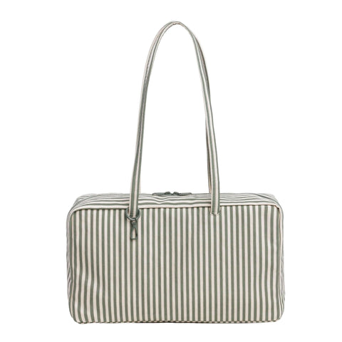 Medium Nylon Bowler Bag: Sage Stripe