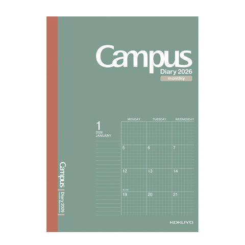 Campus 2026 Diary + Grid A5 Notebook, Green