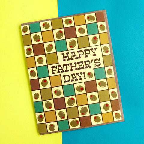 Olive Checkerboard Father's Day Card