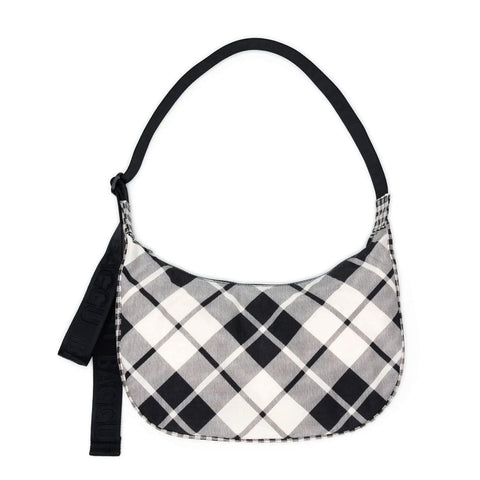 Medium Nylon Crescent Bag: Mixed Plaid