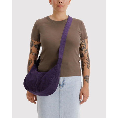 Medium Nylon Crescent Bag: Fig