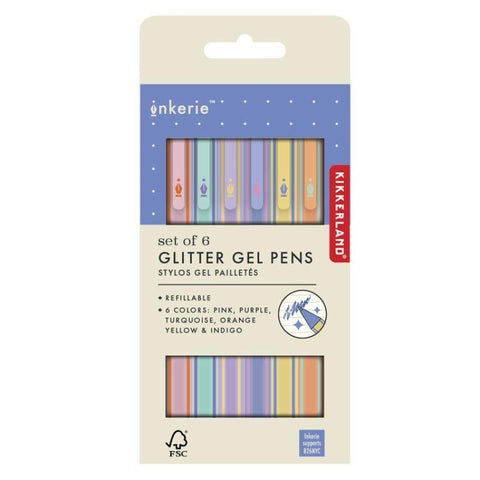 Inkerie Glitter Gel Pens, Set of 6