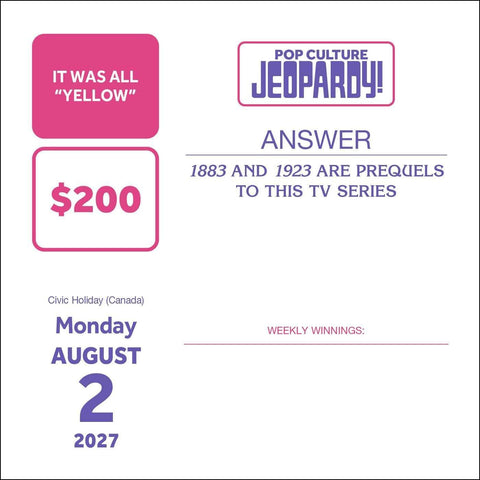 Pop Culture JEOPARDY! 2027 Day-to-Day Calendar