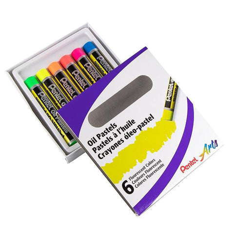 Pentel Arts Fluorescent Oil Pastels, Set of 6