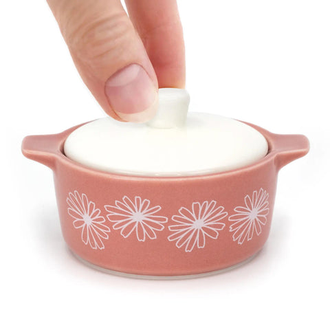 Pink Daisy Casserole Ceramic Trinket Box