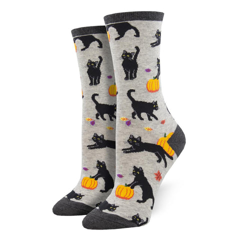 Black Cats + Pumpkins Socks