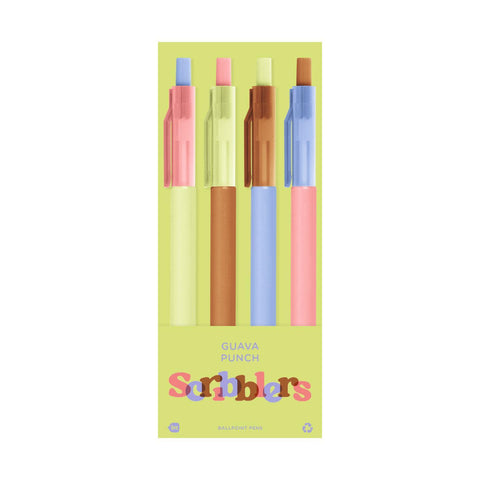 Scribblers Ballpoint Pens, Sets of 4