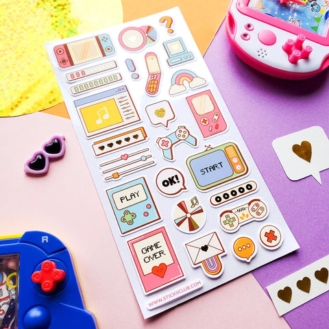 Retro Tech Love Sticker Sheet