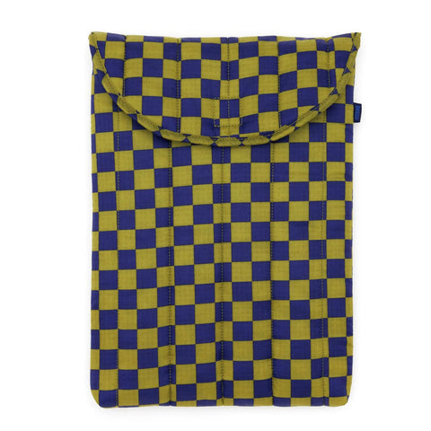 Puffy Laptop Sleeves: Pear Navy Check