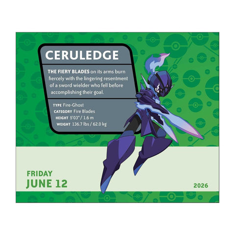 Pokémon 2026 Day-to-Day Calendar