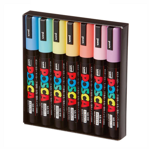 POSCA Medium PC-5M Paint Marker Set, 7 Pastel Colors