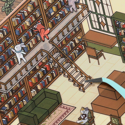 Library Isometric Sticker Scene