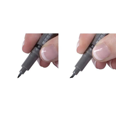 Fudenosuke Twin Tip Brush Pen, Black/Gray