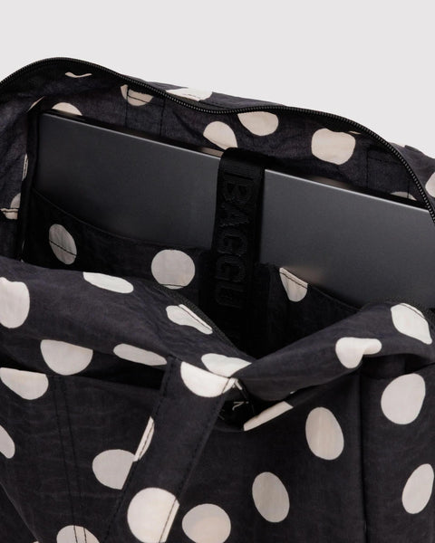 Everyday Cloud Bag: Black + Cream Polka Dot