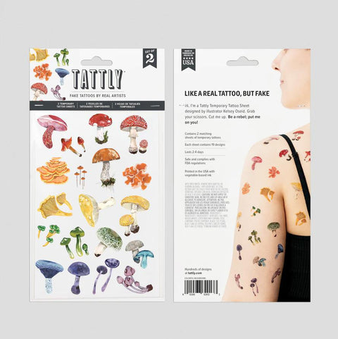 Colorful Mushrooms Tattoo Sheets