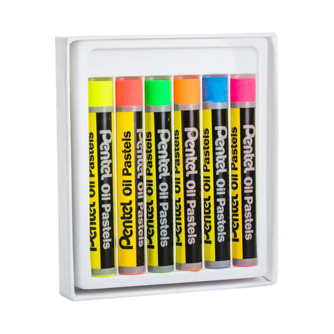 Pentel Arts Fluorescent Oil Pastels, Set of 6