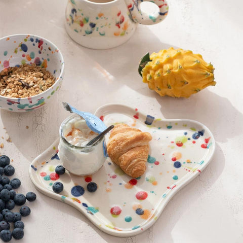 Wiggly Speckled Stoneware Plate