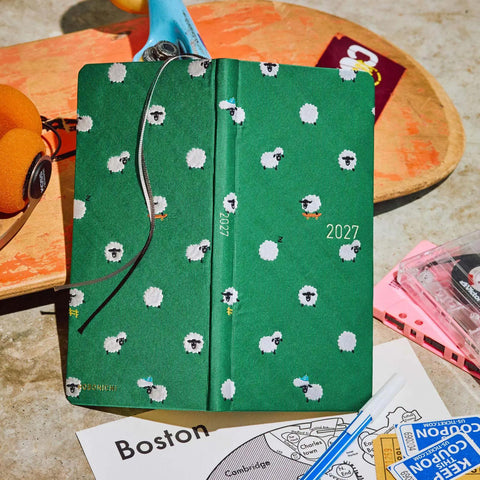 Hobonichi Techo Weeks Mega 2027 Planner, Bow + Tie: Sheep Sheep Sheep