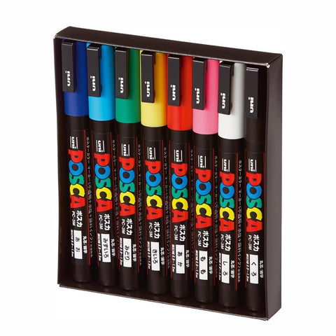 POSCA Fine PC-3M Paint Marker Set, 8 Colors